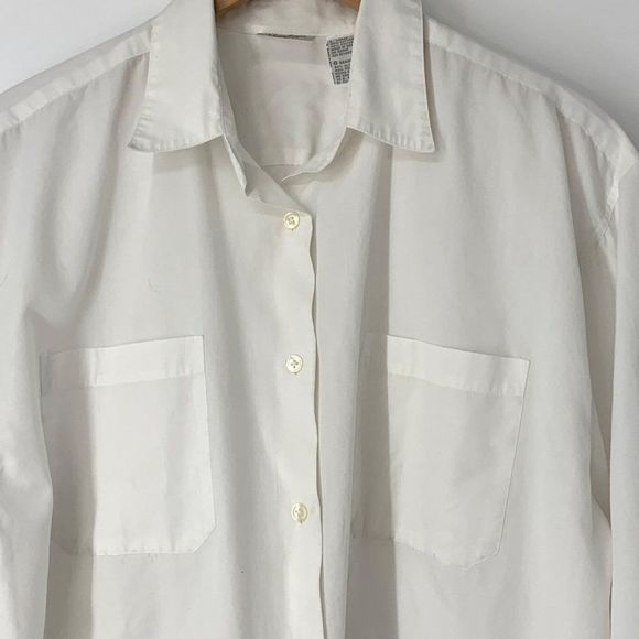 90s Jaclyn Smith VTG Oversize Boyfriend White Blouse Top Large  4022 Poplin Y2K - Picture 3 of 9